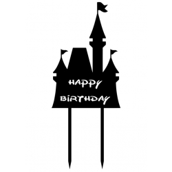 Topper zamek dekoracja na tort ciasto urodziny napis Happy Birthday